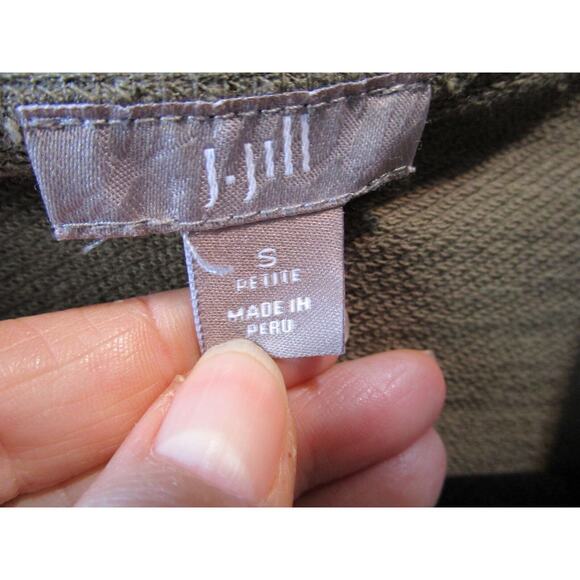 EUC J. Jill Olive Green Cotton Knit Open Front Drape Cardigan Light Jacket Sz PS - Picture 7 of 8